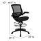 Mid-Back Transparent Black Mesh Drafting Chair with Black Frame and Flip-Up Arms